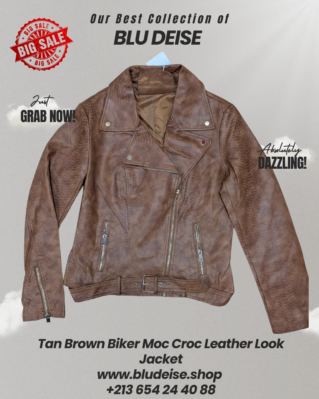 Veste Biker Femme Noir – Similicuir Effet Snake Premium